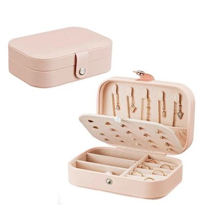 GAJUST Portable Jewelry Box Lightweight Jewelry Organizer Display Travel Jewelry Case Boxes Waterproof Leather Storage Box Pink/White (Color : Pink)
