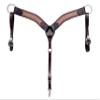 BLACK HOOF | Turquoise Painted | Tooled American Leather Breastcollar with Turquoise Enameled Arrow Buckle| Barrel Racing