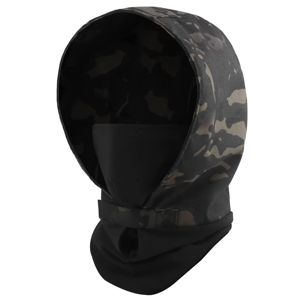 Cordura Headgear For Airsoft Mask Goggles, Light, Quick Dry, Soft And Durable Tactical Headgear Nylon Fabric Hood, Tactical Balaclava With Stretch Fabric Mask And Hook & Loop Fastener (Multicam Black)