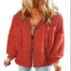 Dokotoo Womens Jackets Lightweight Trendy Waffle Knit Drawstring Contrast 2025 Fashion Hoodies for Ladies Zip Up Tops Fall Outfits Tops,Brick XX-Large view 1