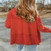 Dokotoo Womens Jackets Lightweight Trendy Waffle Knit Drawstring Contrast 2025 Fashion Hoodies for Ladies Zip Up Tops Fall Outfits Tops,Brick XX-Large view 3