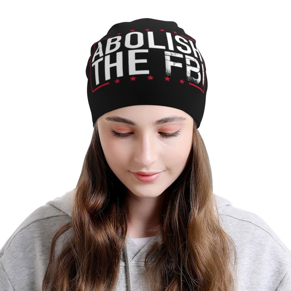 Abolish Defund The FBI Comfort Elegance Knitted Hat Black Daily for Men Women