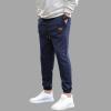 QWENTMTNTY Mens Elastic Waist Pants Cotton Loose Fit Big and Tall Drawstring Sweatpants Comfy Athletci Trousers with Pockets Navy view 3