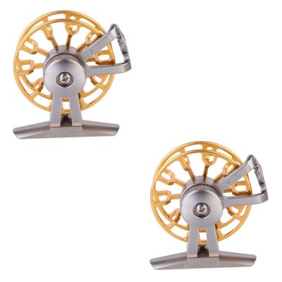 BESPORTBLE 2pcs Metal Fly Fishing Reel Right-Handed Fishing Gear Line Capacity Lightweight Construction for Effortless