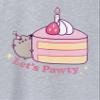 Pusheen Girls Party T-Shirt | Young Ladies Lets Pawty Birthday Cake Graphic Tee | Cute Kitty Cat Apparel Grey view 3