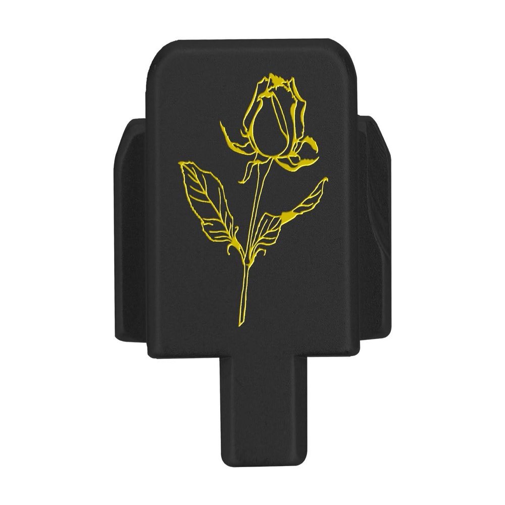 NDZ Performance Slide Cover Back Plate for Sig P320 Series 9 mm .40 .357 .45 ACP, Black Aluminum with Light Gold Laser Engraved Nature Images - Rose Flower