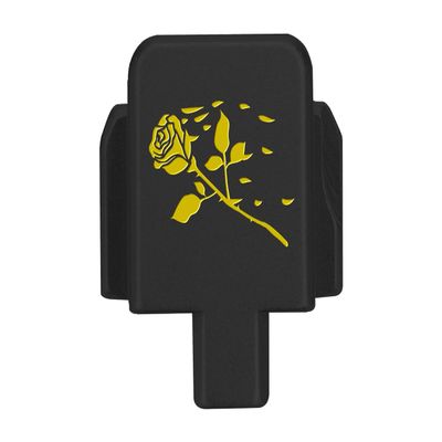 NDZ Performance Slide Cover Back Plate for Sig P320 Series 9 mm .40 .357 .45 ACP, Black Aluminum with Light Gold Laser Engraved Nature Images - Rose Swoosh Petals