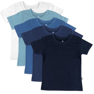 HonestBaby Multipack Short Sleeve T-Shirt Tee 100% Organic Cotton Infant Baby, Toddler, Little Kids Boys, Girls, Unisex, 5-Pack Sea Ombre, Newborn