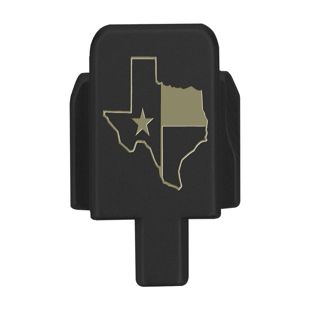 NDZ Performance Slide Cover Back Plate for Sig P320 Series 9 mm .40 .357 .45 ACP, Black Aluminum with Flat Dark Earth Laser Engraved US Flag Patriotic Images - Texas State Border Outline Flag