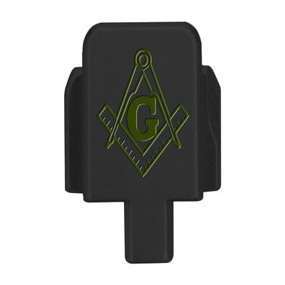 NDZ Performance Slide Cover Back Plate for Sig P320 Series 9 mm .40 .357 .45 ACP, Black Aluminum with Olive Drab Green Laser Engraved Popular Images - Masonic Square and Compass