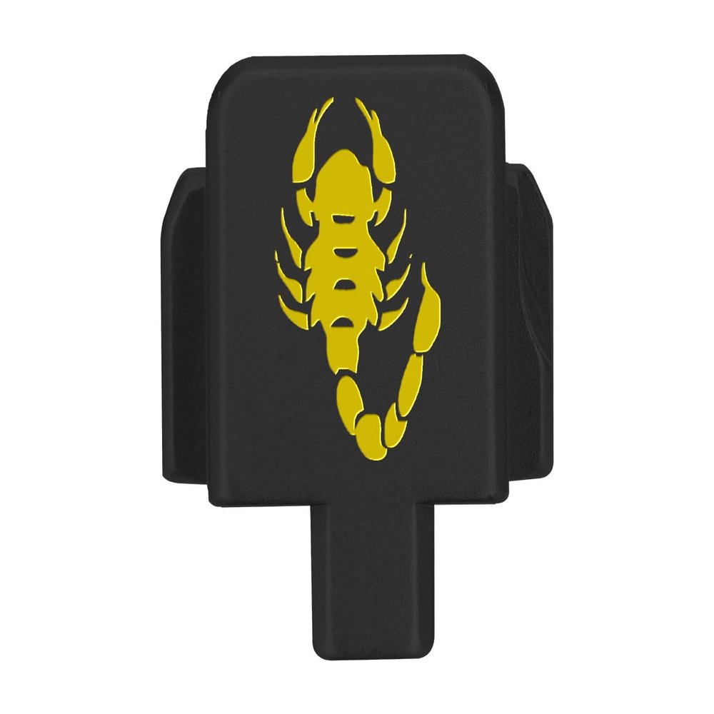 NDZ Performance Slide Cover Back Plate for Sig P320 Series 9 mm .40 .357 .45 ACP, Black Aluminum with Light Gold Laser Engraved Nature Images - Scorpion
