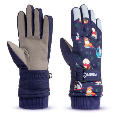 NMERIA Playful Paws Kids Winter Gloves: Water-Resistant Snow & Ski Gloves for Boys & Girls Ages 7-13 - One Size Fits All! (Kitten Collection)