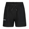 Under Armour Girls' Active Woven Shorts, Moisture-Wicking 4-Way Stretch Fabric, Outdoor Collection, Base Black, YXL view 1