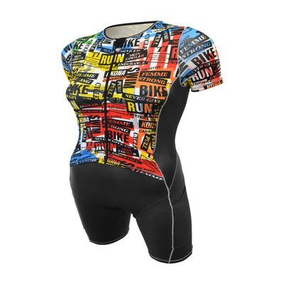De Soto Sport Women's Forza Hybrid Short Sleeve Trisuit - (Newsprint, Size X-Large)