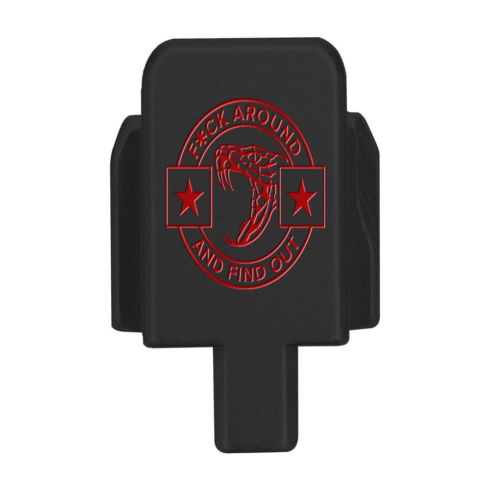 NDZ Performance Slide Cover Back Plate for Sig P320 Series 9 mm .40 .357 .45 ACP, Black Aluminum with Red Laser Engraved US Flag Patriotic Images - FAFO Snake Head