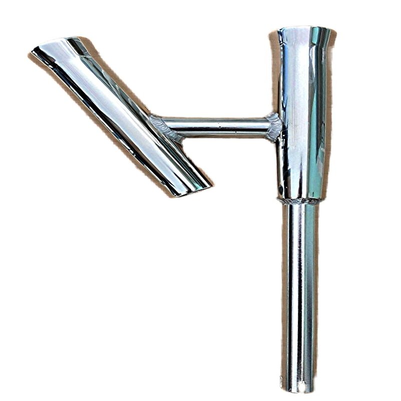 2-Way Fishing Rod Holder - 10" Flared Tulip - Dual Kite Rod Holder - Polished Aluminum