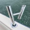 2-Way Fishing Rod Holder - 10" Flared Tulip - Dual Kite Rod Holder - Polished Aluminum view 2