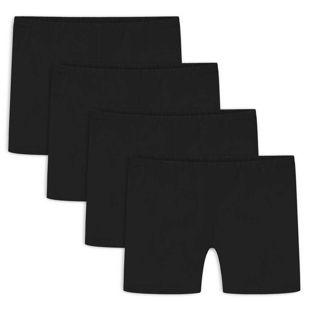Auranso Girls Bike Shorts Cartwheel Cotton Biker Dance Under Dress Shorts Kids Clothes 4 Pack Black 9-10 Years
