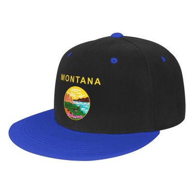 axxor Flag of Montana Flat Bill Hat Unisex Kids Adjustable Fashion Hip Hop Flat Bill Hat Blue
