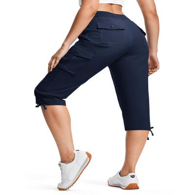 ISEEGZ Hiking Capris for Women with Pockets Lightweight Quick Dry Cargo Capri Travel Pants Women Casual Women's Capris