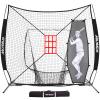 AOLIGEIJS 7'X7' Baseball Softball Practice Net,Pitching Net,Batting Net,with Baseball Tee,Bonus Strike Zone and Bow Frame,for Hitting,Pitching, Catching (Black Net + Batter Dummy) view 1