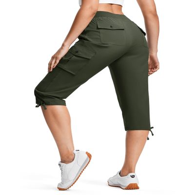 ISEEGZ Hiking Capris for Women with Pockets Lightweight Quick Dry Cargo Capri Travel Pants Women Casual Women's Capris