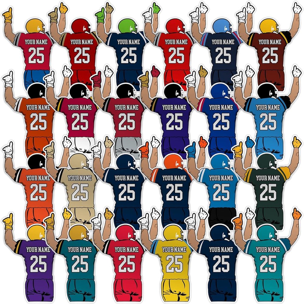 Personalized Custom Football Player Jerseys Sticker Custom Team Name & Numbers Sticker Helmet Stick Waterproof Vinyl Sticker for Water Bottle Cars Laptops Phone Gifts for Adults Kids Boys Ver 5