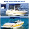 KAKIT Bimini Tops with Mesh Sidewalls Support Poles for Boats Marine Grade Canvas Top Includes 2 Straps Storage Boot 1 Inch Aluminum Frame(3 Bow 6'L x 46" H x 54"-60" W,Navy) view 4
