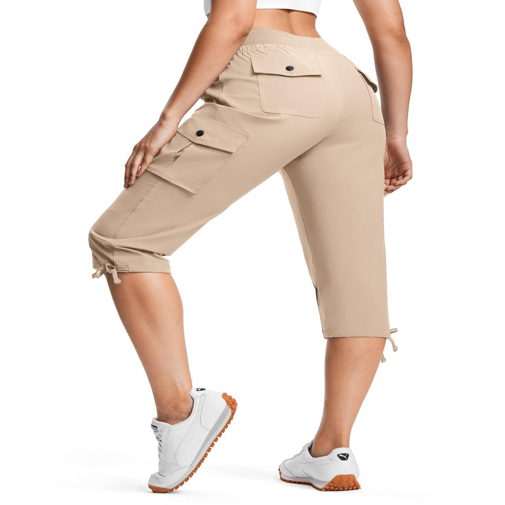 ISEEGZ Hiking Capris for Women with Pockets Lightweight Quick Dry Cargo Capri Travel Pants Women Casual Women's Capris