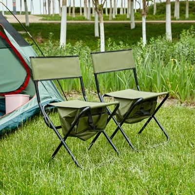2 Pcs Folding Outdoor Chair with Storage Bag, Portable Chair for Indoor, Outdoor Camping, Picnics and Fishing,Green