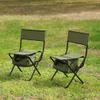 2 Pcs Folding Outdoor Chair with Storage Bag, Portable Chair for Indoor, Outdoor Camping, Picnics and Fishing,Green view 4