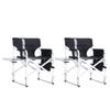 2 Pcs Padded Folding Outdoor Chair with Side Table and Storage Pockets,Lightweight Oversized Directors Chair for Indoor, Outdoor Camping, Picnics and Fishing,Black,Grey view 2