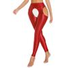 Zaldita Women's Semi Opaque Shiny Oil Stockings Pantyhose Leggings Hollow Out Toeless Tights Pants Red&TypeA X-Large view 1