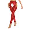 Zaldita Women's Semi Opaque Shiny Oil Stockings Pantyhose Leggings Hollow Out Toeless Tights Pants Red&TypeA X-Large view 3