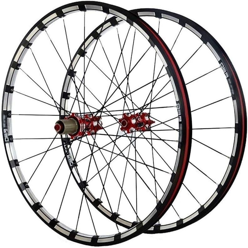 Bicycle Front and Rear Wheels 26/27.5 Inch Mountain Bike Wheel Set Carbon Fiber Hub Disc Brake Quick Release 9 1011 Speed (Color : Red, Size : 27.5inch)
