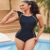 beautyin Women Swimsuit One Piece Athletic Racerback Workout Lap Swimming Suit Yellow/Black view 3