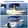 KAKIT Bimini Tops with Mesh Sidewalls Support Poles for Boats Marine Grade Canvas Top Includes 2 Straps Storage Boot 1 Inch Aluminum Frame(4 Bow 8'L x 54" H x 61"-66" W,Navy) view 3