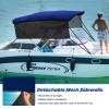 KAKIT Bimini Tops with Mesh Sidewalls Support Poles for Boats Marine Grade Canvas Top Includes 2 Straps Storage Boot 1 Inch Aluminum Frame(4 Bow 8'L x 54" H x 61"-66" W,Navy) view 4