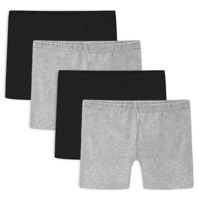 Auranso Girls Bike Shorts Cartwheel Cotton Biker Dance Under Dress Shorts Kids Clothes 4 Pack Black-Grey 5-6T