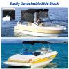KAKIT Bimini Tops with Mesh Sidewalls Support Poles for Boats Marine Grade Canvas Top Includes 2 Straps Storage Boot 1 Inch Aluminum Frame(3 Bow 6'L x 46" H x 61"-66" W,Black) view 4