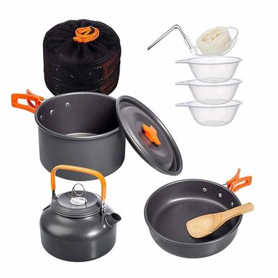 Portable Camping Pot Pan Kettle Lightweight Camping Cooking Set Outdoor Cookware Kit for Backapcking Hiking Picnic BBQ (Color : A) (A)