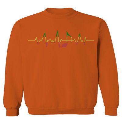 0560. Heart Beat Note Music Quaver reaggae Rasta Cool Graphic Musician Men's Crewneck Sweatshirt (Orange X-Large)