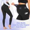 GROTEEN 3 Pack Women's Maternity Capri Leggings Over The Belly with Pockets Maternity Shorts Summer Pregnant Clothes Black/Light Blue/Turquoise Blue view 2