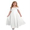 Sywiyi Kids Flower Girls Off Shoulder Prom Gown Chiffon Junior Bridesmaid Dress Wedding Pageant Maxi Dress 03 Ivory 6 Years view 2