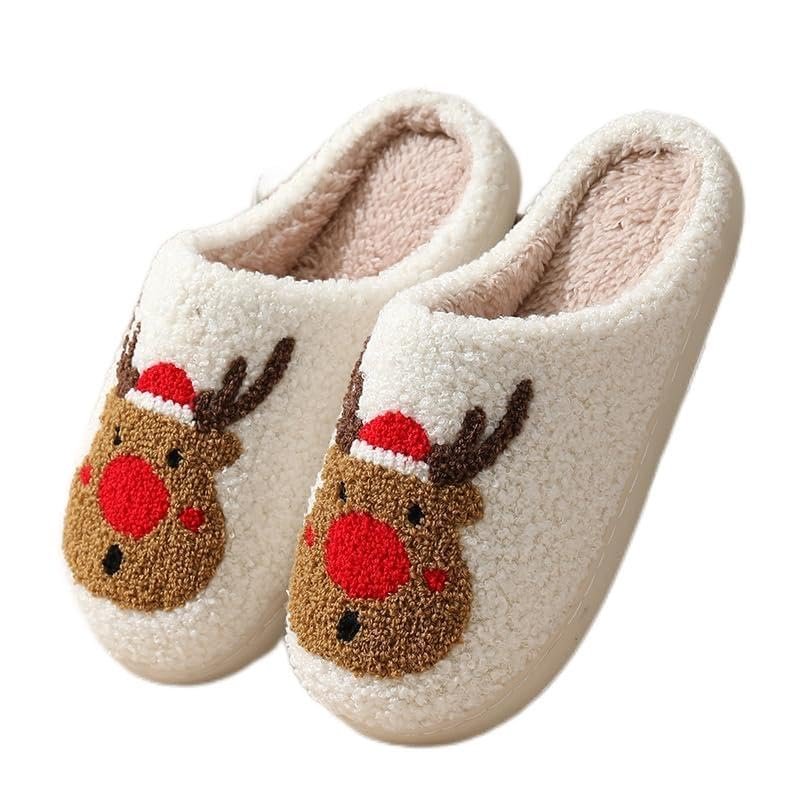 delyx Christmas deer cotton slippers indoor elk warm slippers