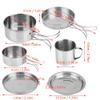 8-Piece Stainless Steel BBQ Bowl Camping Cookware Picnic Portable Outdoor Folding Pot Set Environmental Durable view 2