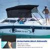 KAKIT Bimini Tops with Mesh Sidewalls Support Poles for Boats Marine Grade Canvas Top Includes 2 Straps Storage Boot 1 Inch Aluminum Frame(4 Bow 8'L x 54" H x 67"-72" W,Black) view 3