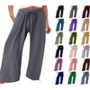 Apricot Casual Loose Fit Long Pants for Womens Apricot Plus Size High Waisted Palazzo Pants Apricot Flowy Wide Leg Linen Pants High Waist Wide Leg Trousers with Drawstring view 3