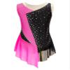 JEATHA Kids Girls Shiny Rhinestones Sleeveless Figure Skating Dress Dance Costume Ballet Dancewear Hot Pink E 16 Years view 3
