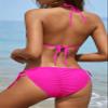 SHEKINI Women's Triangle Bikini Set Halter Sexy Bathing Suits String Low Waisted Two Piece Swimsuit (Neon Pink, L) view 2